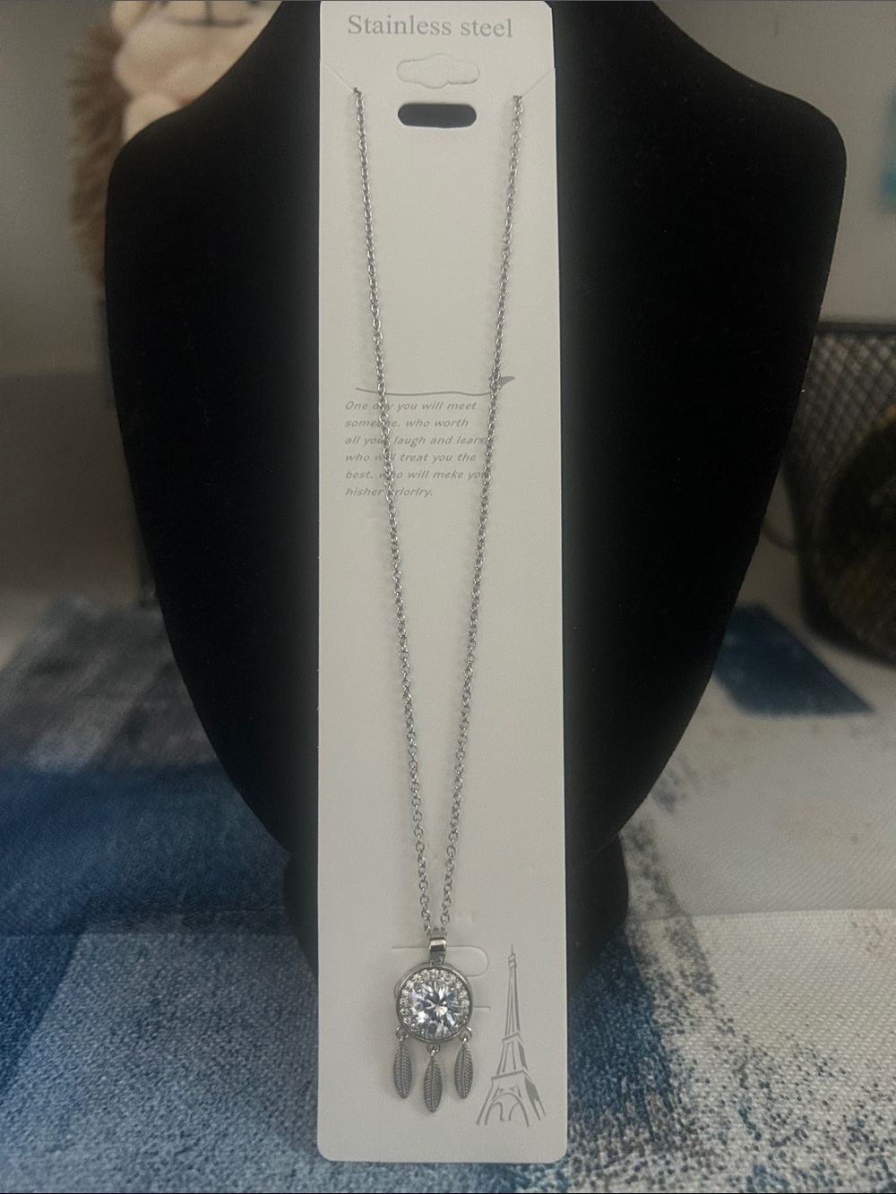 Stainless Steel Silver Dreamcatcher Pendant Necklace